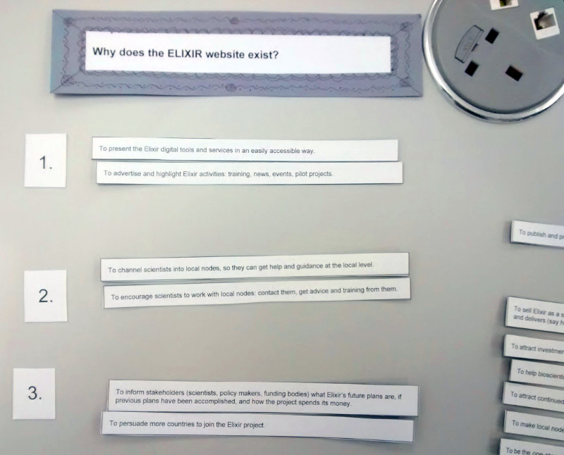 Cards with goals printed on lying on a table